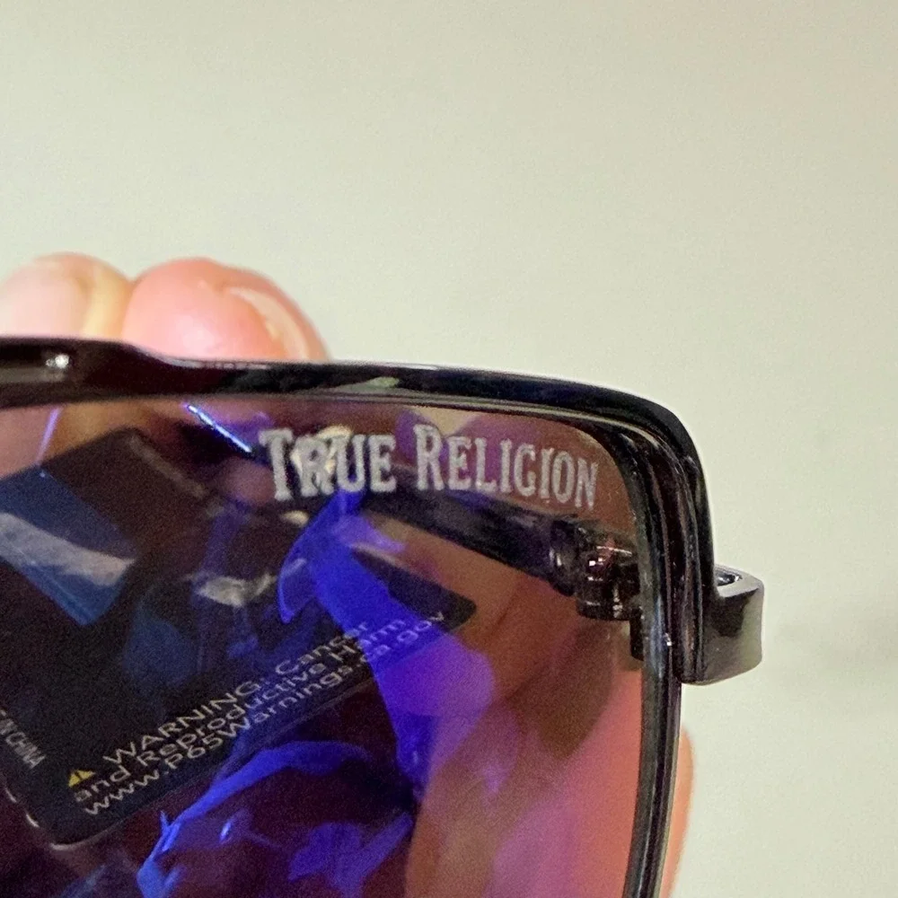 True Religion Unisex Gunmetal Aviator Sunglasses Blue Mirror UV400 TRM1881 NWT